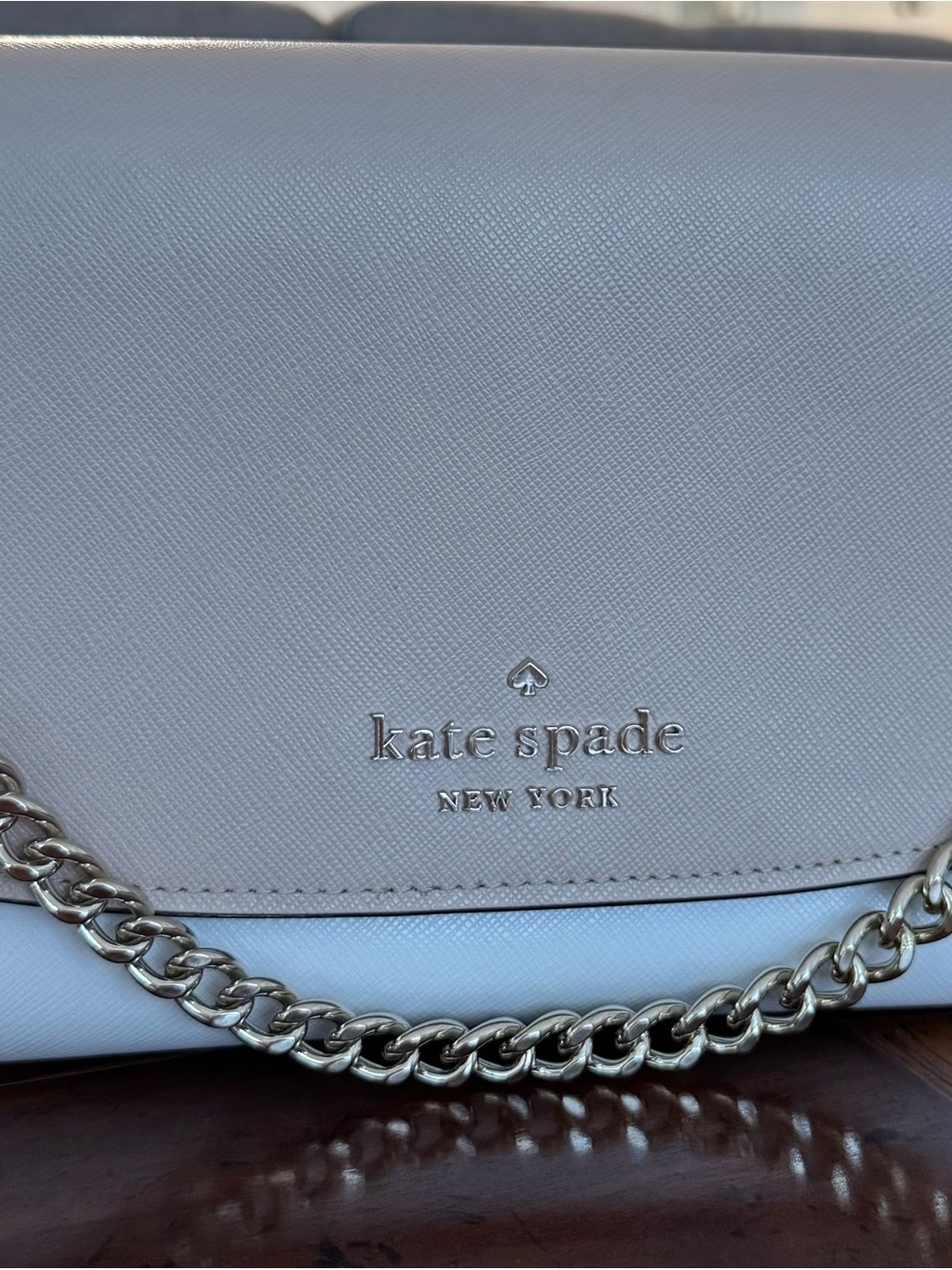 kate spade Tan/white leather chain crossbody with gold hardware